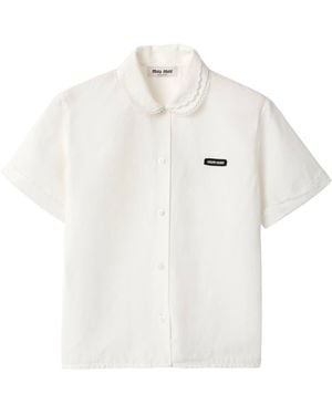 Miu Miu Lace-Trim Logo Shirt - White