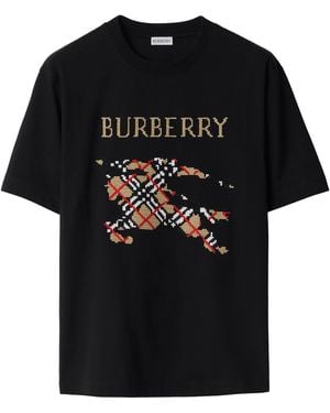 Burberry Check Ekd-Print T-Shirt - Black