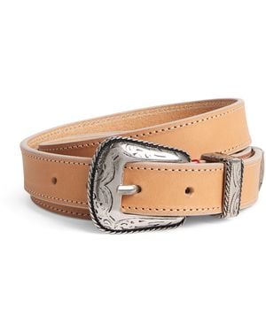 Eleventy Nubuck Leather Belt - Natural