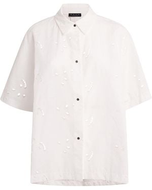 Shan Broderie Lace Oversized Shirt - White