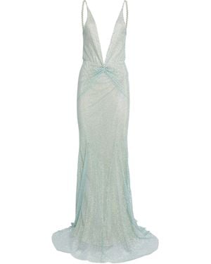 Celia Kritharioti Embellished Mermaid Net Gown - Green