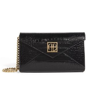 Anine Bing Small Croc-Embossed Elly Clutch - Black