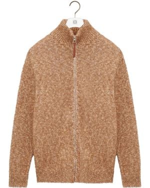 Loewe Jacquard Anagram Zip-Up Relaxed Cardigan - Brown