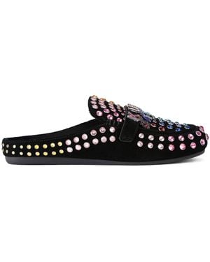 Kurt Geiger Suede Crystal-Embellished Slippers - Black