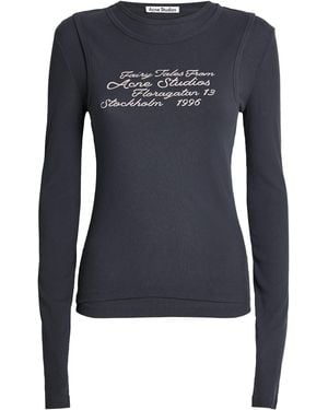 Acne Studios Stretch-Cotton Printed Layered T-Shirt - Blue