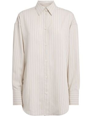 TOTEME Silk Oversized Stripe Shirt - White