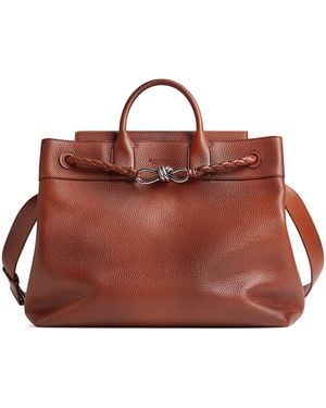 Bottega Veneta Small Leather Andiamo Voyager Holdall - Brown