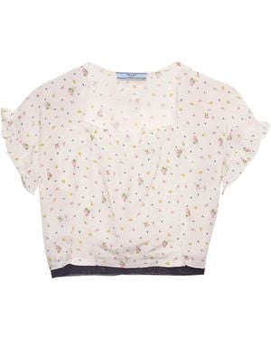 Prada Floral Crop Top - White