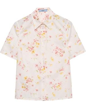 Prada Cotton Floral Print Shirt - White