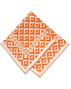 Harrods Silk Geometric Print Scarf - Orange