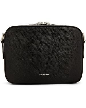 Sandro Saffiano Leather Cross-Body Bag - Black