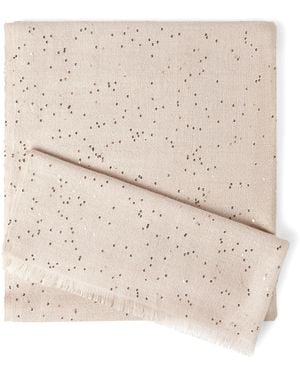 Brunello Cucinelli Cashmere-Silk Embellished Scarf - Natural