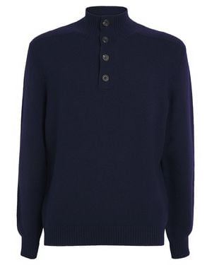 Harrods Cashmere Button-Down Jumper - Blue