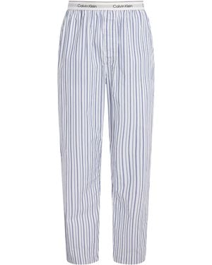 Calvin Klein Cotton Poplin Stripe Pajama Shorts - Blue