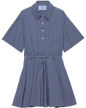 Prada Cotton-Blend Technical Mini Dress - Blue
