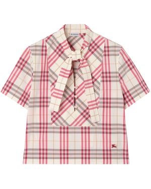 Burberry Cotton Scarf Blouse - Red