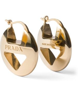 Prada Triangle Hoop Earrings - Metallic