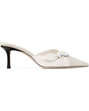 Jimmy Choo Livi 65 Leather And Canvas Mules - White