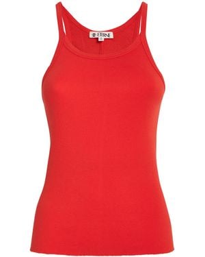 ÉTERNE Ribbed Raceback Tank Top - Red