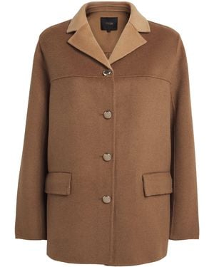 Maje Wool-Blend Double-Faced Coat - Brown