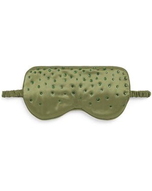 Olivia Von Halle Silk Embellished Audrey Eye Mask - Green