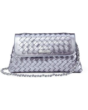 Aspinal of London Metallic Leather Clutch Bag - Grey