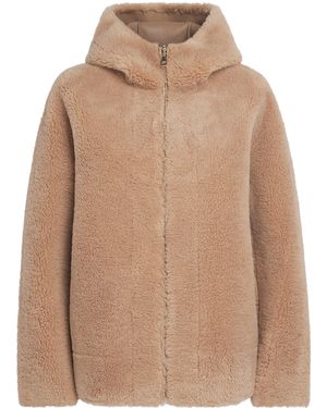 Maje Faux Shearling Reversible Coat - Natural