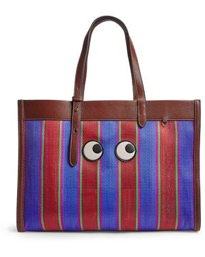 Anya Hindmarch Stripe Eyes Shopper Bag - Red