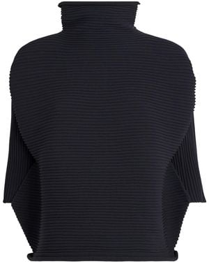 Pleats Please Issey Miyake Zigzag-Knit High-Neck Jumper - Blue