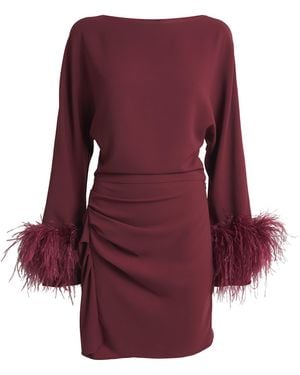 LAPOINTE Feather-Trim Mini Dress - Red