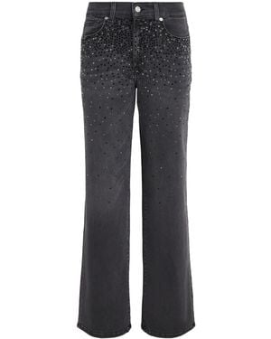 7 For All Mankind Embellished Stovepipe Straight Ankle Jeans - Grey