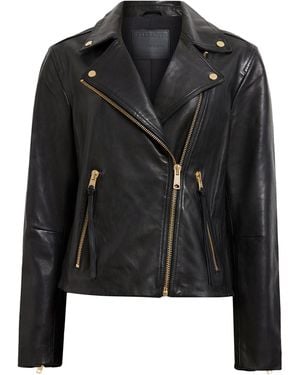 AllSaints Leather Dalby Biker Jacket - Black