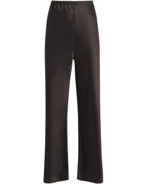 Almada Label Satin Wide-Leg Pants - Black