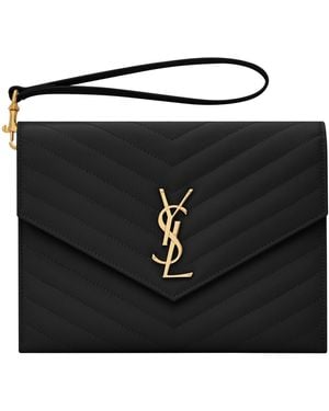 Saint Laurent Monogram Envelope Pouch - Black
