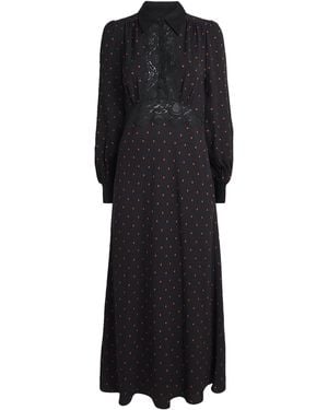 ME+EM Polka-Dot Lace-Trim Maxi Dress - Black