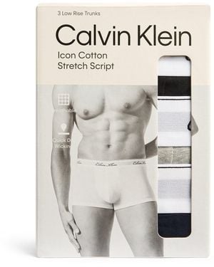 Calvin Klein Stretch-Cotton Icon Script Trunks - White