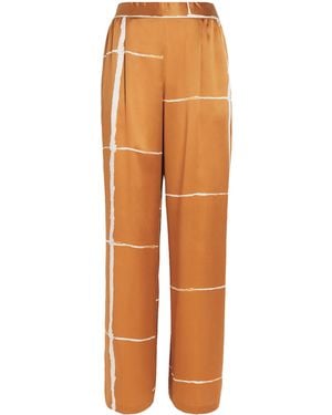 Kiton Silk Printed Trousers - Orange