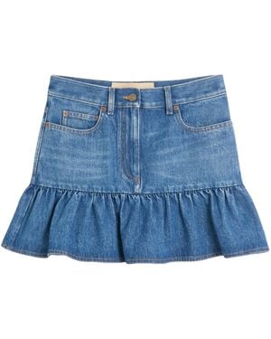 Valentino Denim Peplum Mini Skirt - Blue