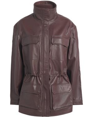 Sandro Oversized Leather Jacket - Brown