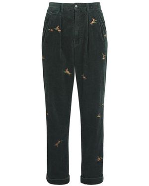 Polo Ralph Lauren Embroidered Corduroy Trousers - Black