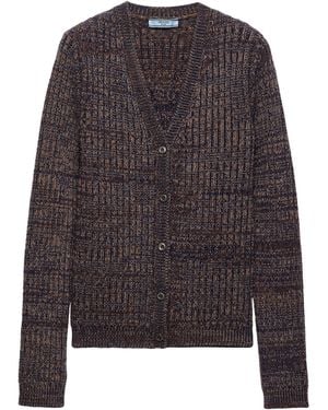 Prada Wool-Cashmere Mouliné Cardigan - Grey