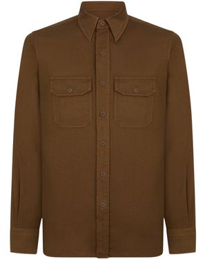 Tom Ford Cotton-Linen Slim Shirt - Brown