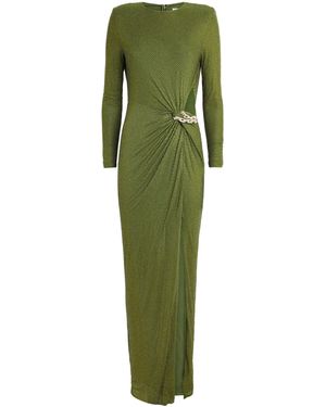 Self-Portrait Mint Rhinestone Mesh Midi Dress in Green | Lyst
