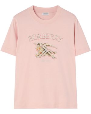 Burberry Cotton Check Ekd T-Shirt - Pink