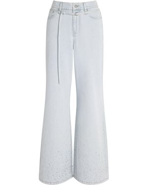 Maje Embellished Wide-Leg Jeans - White
