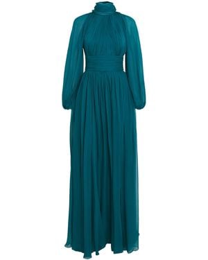 Zuhair Murad Silk Draped Gown - Blue