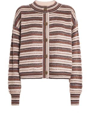 FRAME Mohair-Blend The Femme Stripe Cardigan - Brown