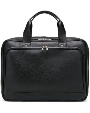 Brunello Cucinelli Grained Calfskin Messenger Bag - Black