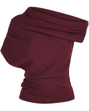 STAUD Merino Asymmetric Mabel Sweater - Purple