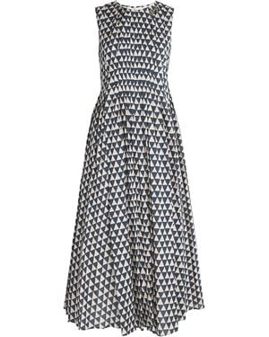 Max Mara Cotton Voile Printed Midi Dress - White